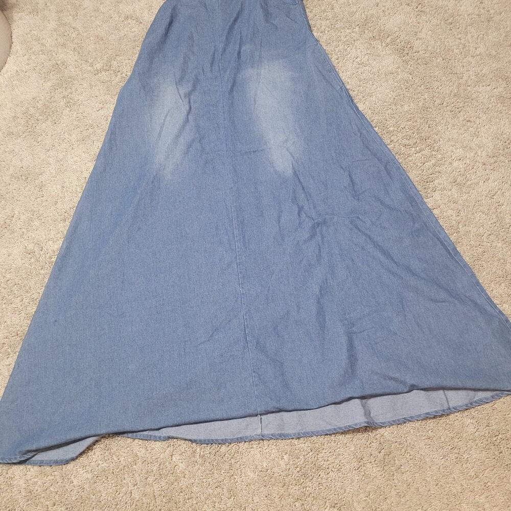 Shein Size S Blue Chambray A-Line Swing Dress Spaghetti Strap Jean